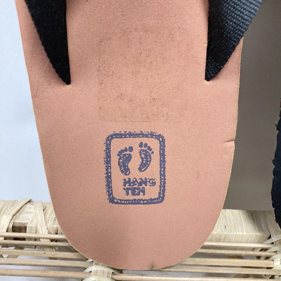 Hang Ten Men's‎ Flip Flops, Size 8, Suede Leather Upper, Brown/Gold, New w Tags - Picture 2 of 6